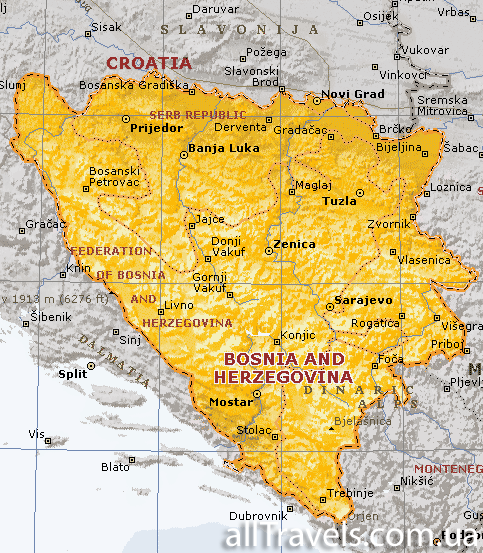 Карта Боснии и Геpцеговины
