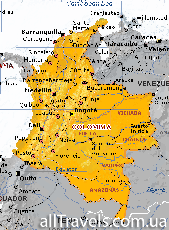 Карта Колумбии