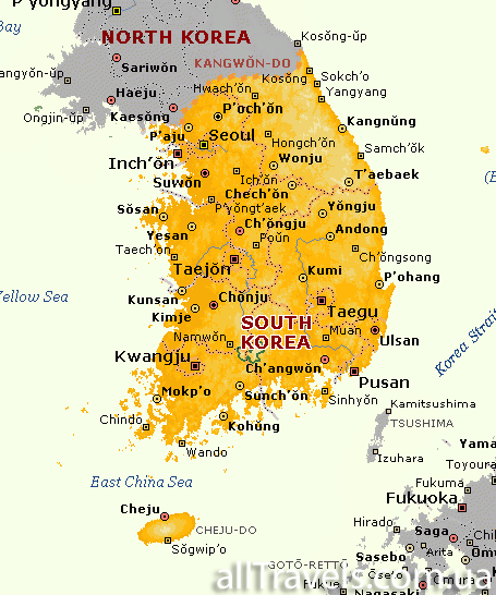 Где находится корея на карте